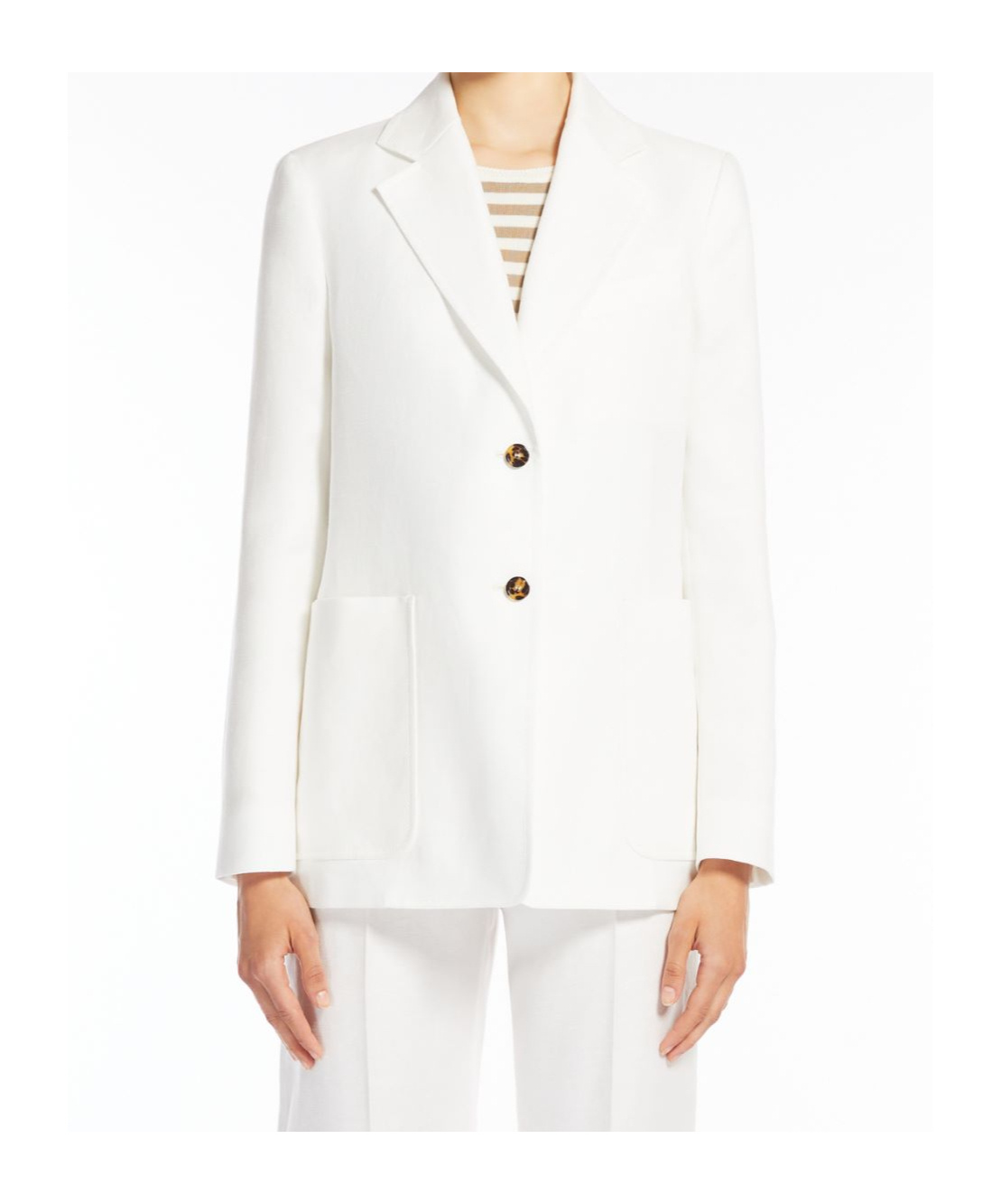 Max Mara Long-sleeved Suit Coat In White