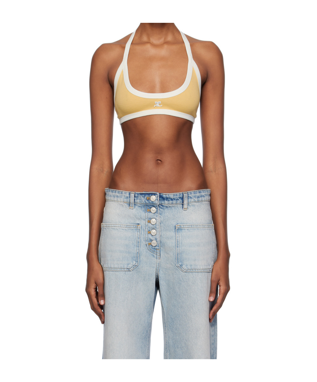 Courrèges Lace-up Bra In Brown