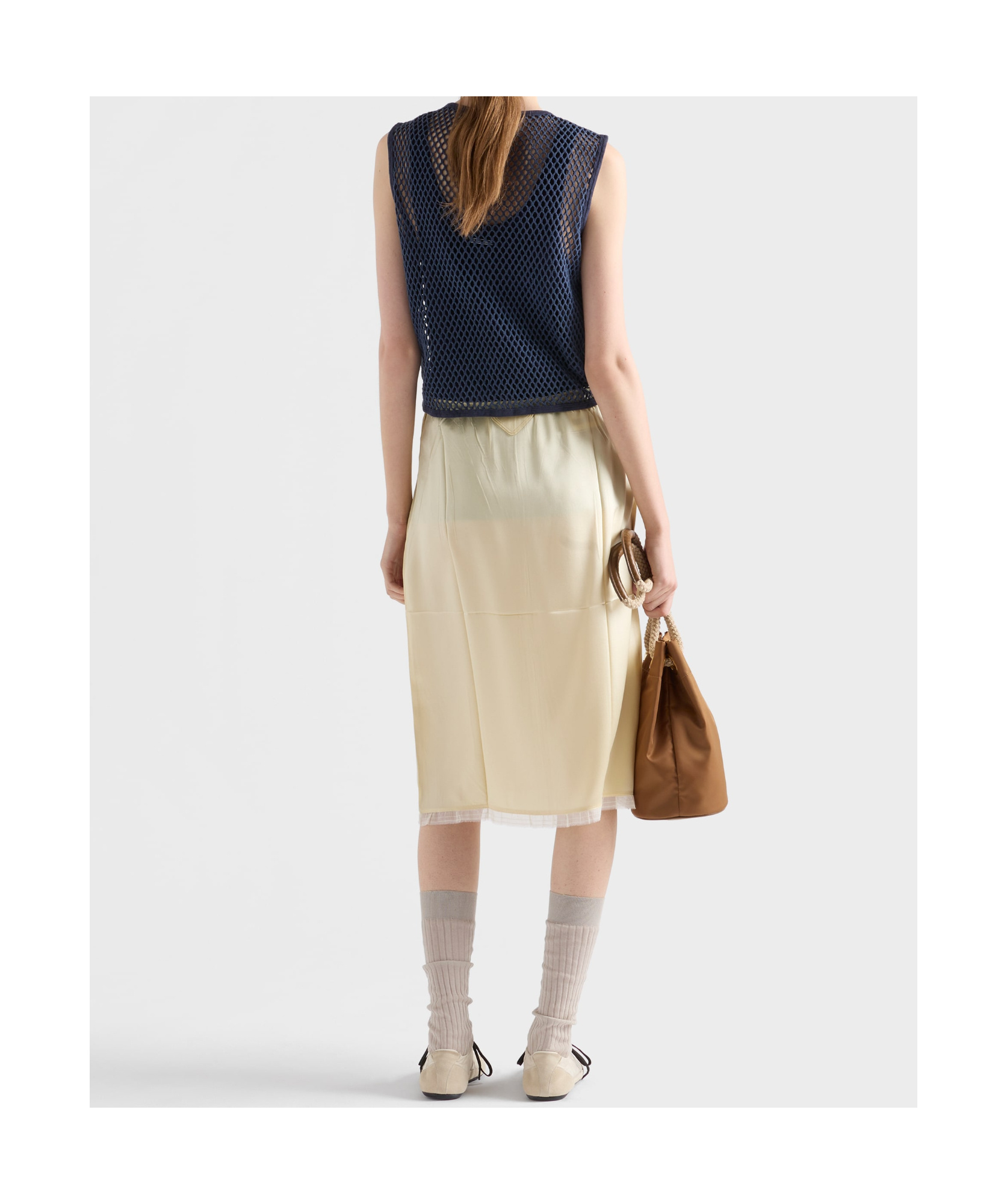 Prada Mesh Sleeveless Top In Sea-blue