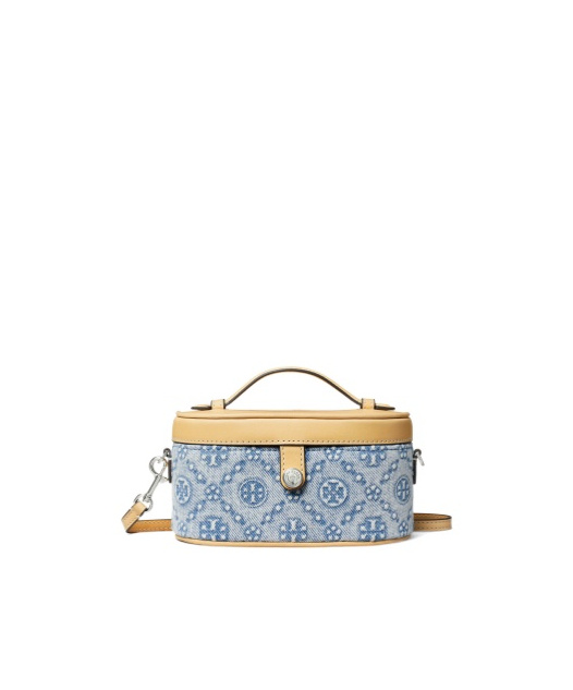 TORY BURCH T MONOGRAM DENIM COSMETIC BAG