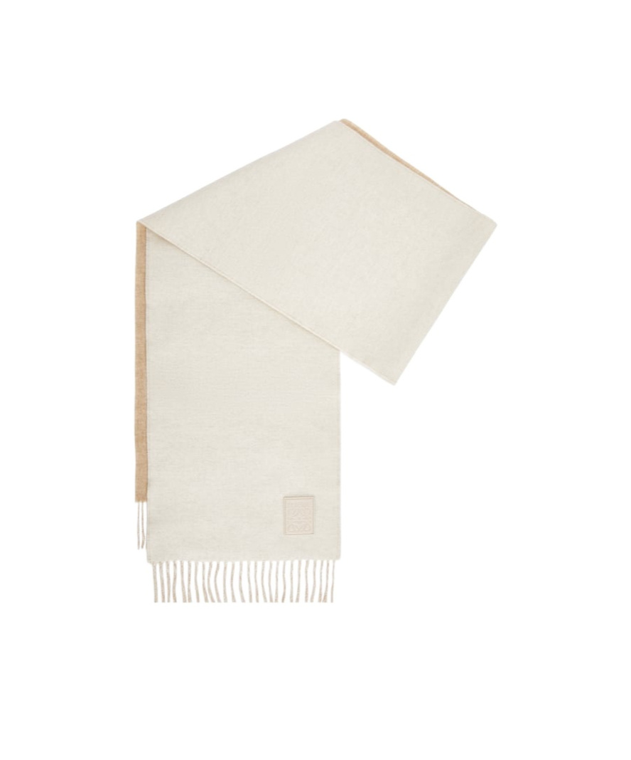 Shop Loewe Scarf In Wool And Cashmere In White