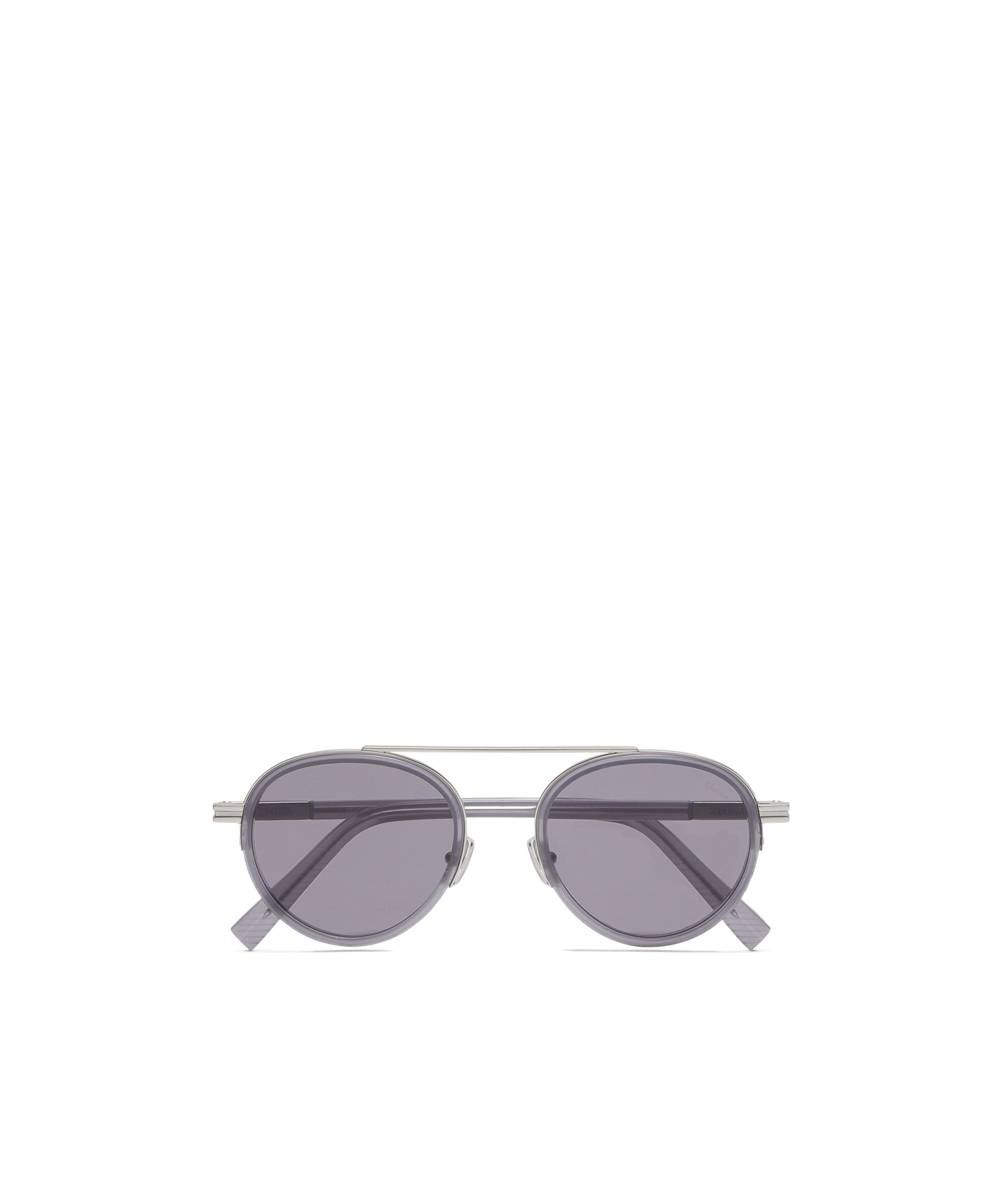 Zegna Opal Grey Orizzonte Ii Acetate And Metal Sunglasses In Gray