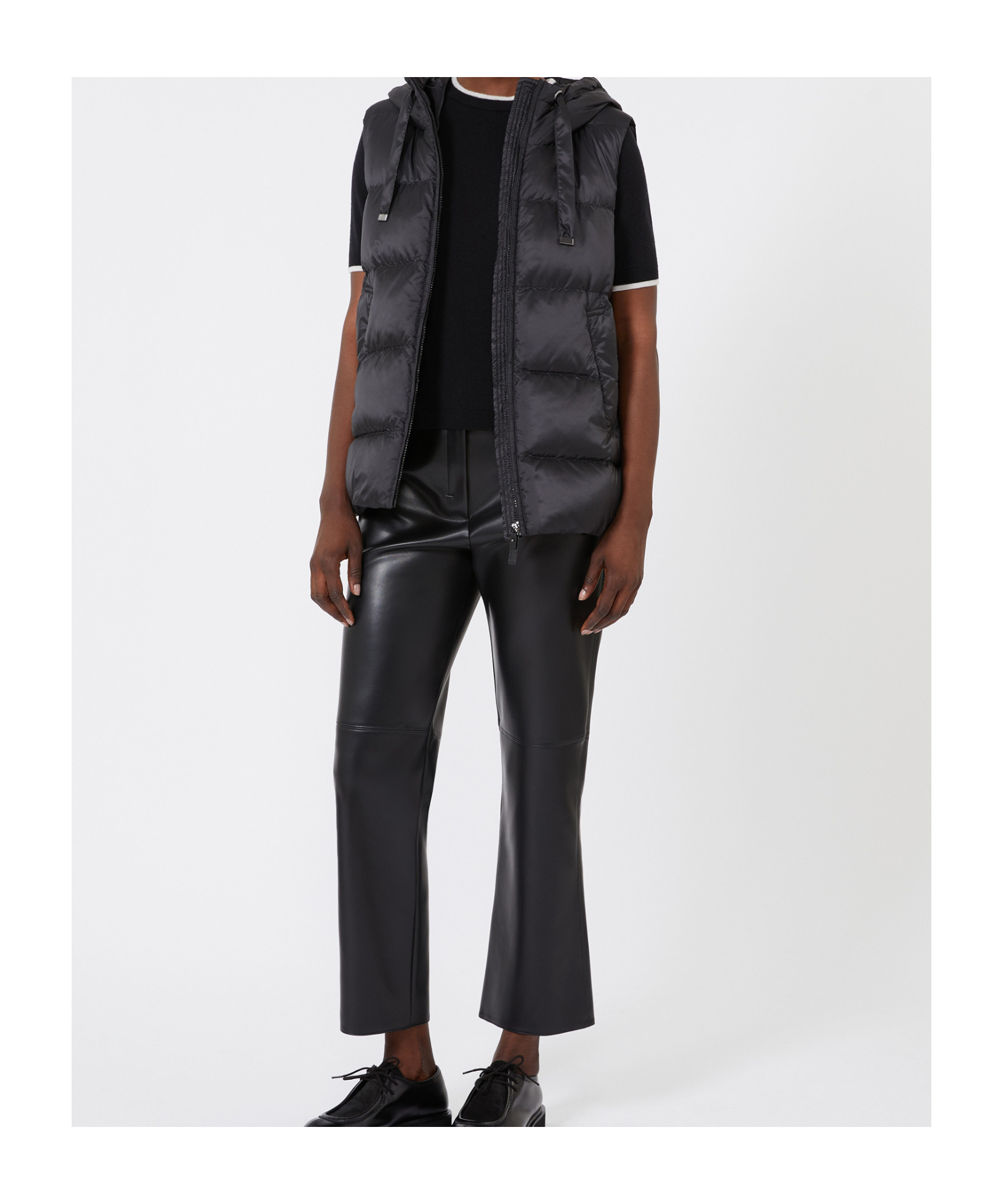 Max Mara Hooded Cotton Padded Vest In Black