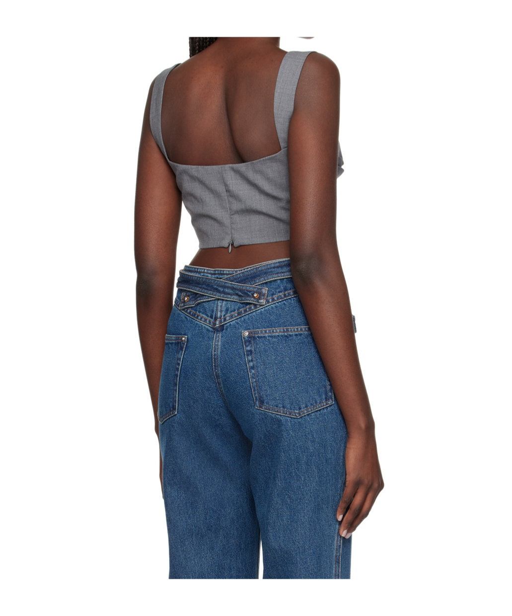 Paris Georgia Pleated Vest In Gray