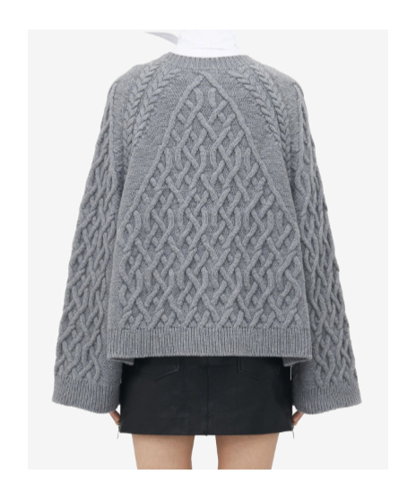 Alexander Mcqueen Cable Crew Neck Jumper In Gray