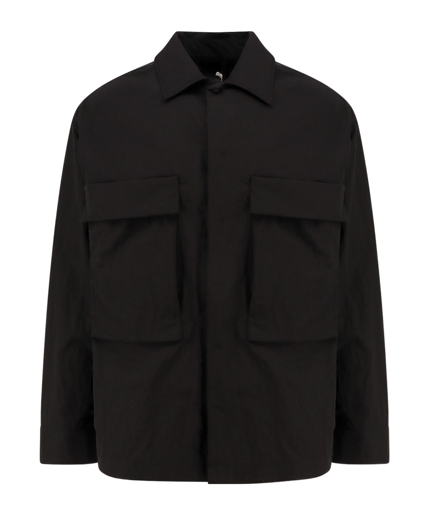 Herno Collared Design Jacket With Front Flap Pockets In Black