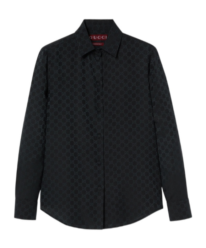 Gucci Gg Jacquard Shirt In Black