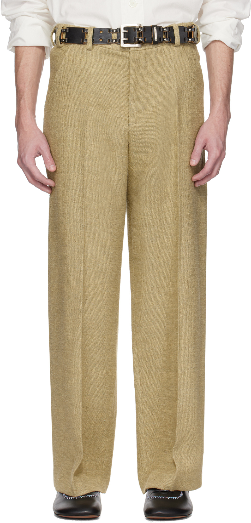 Our Legacy Beige Sailor Trousers In Alga Marina