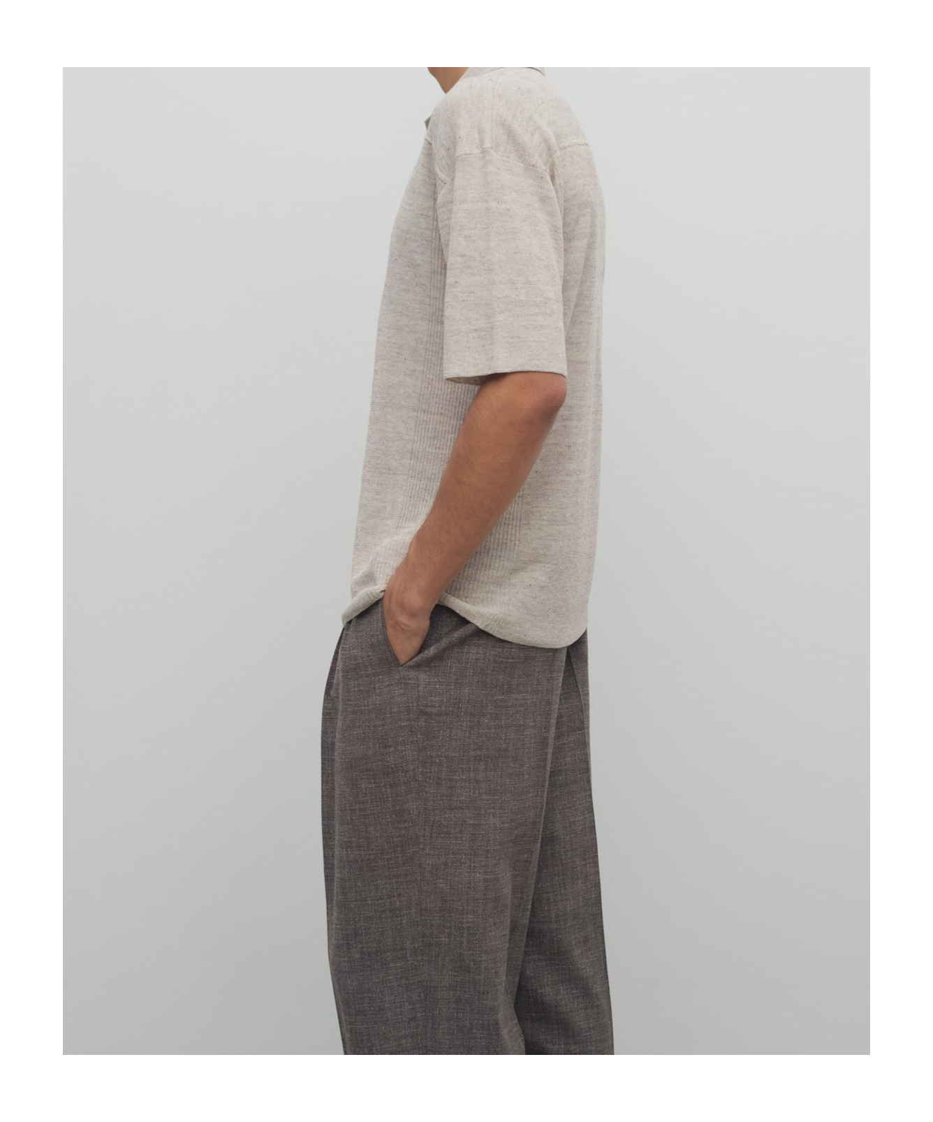 The Row Short-sleeved Polo Shirt In Light Pebble Color