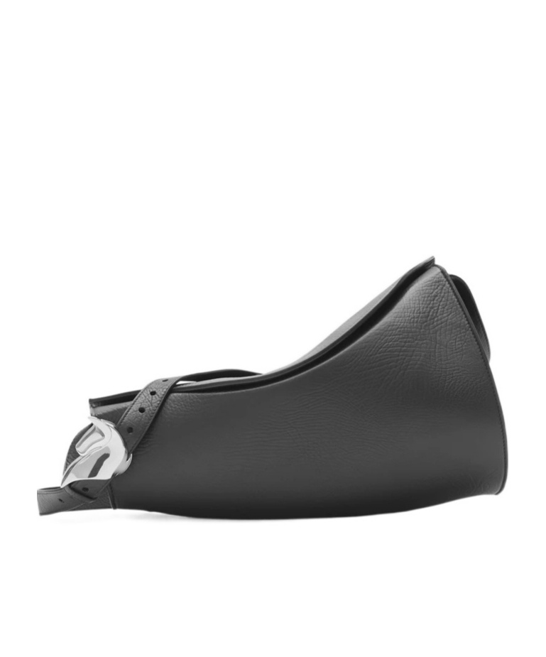 Burberry Horn Leather Shoulder Bag In Black