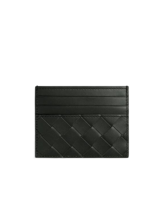 Shop Bottega Veneta Intrecciato Credit Card Case In Black