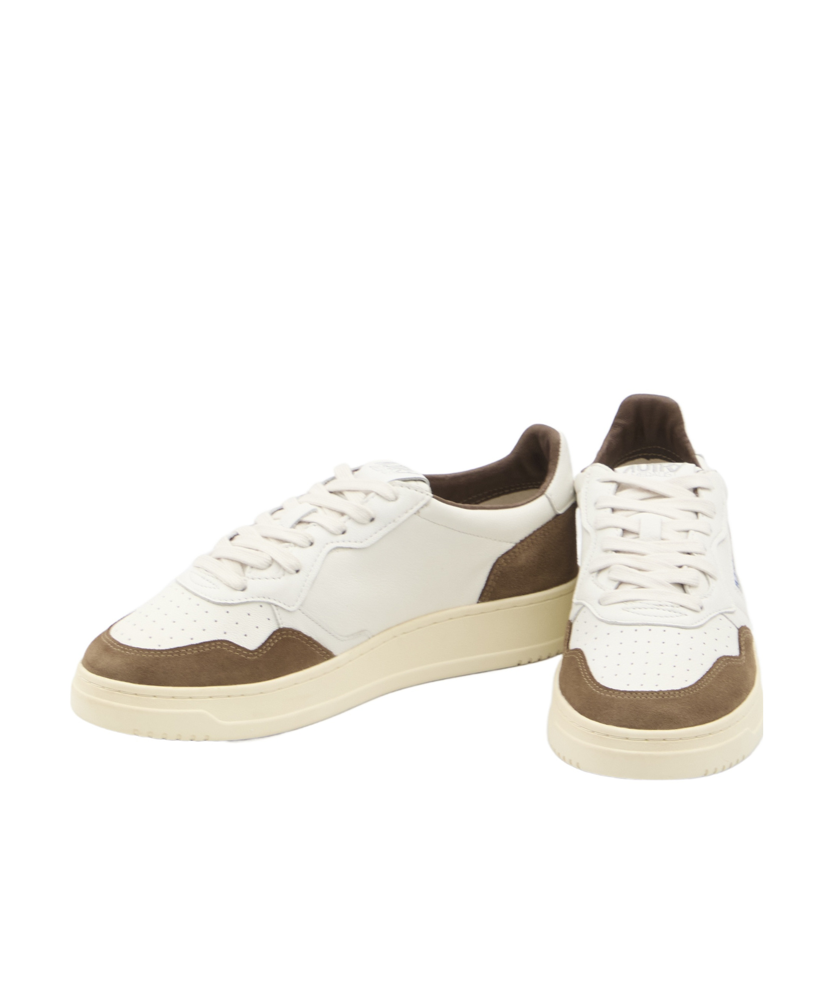 Autry 'medalist' White Low Top Sneakers With Beige Suede Details In White