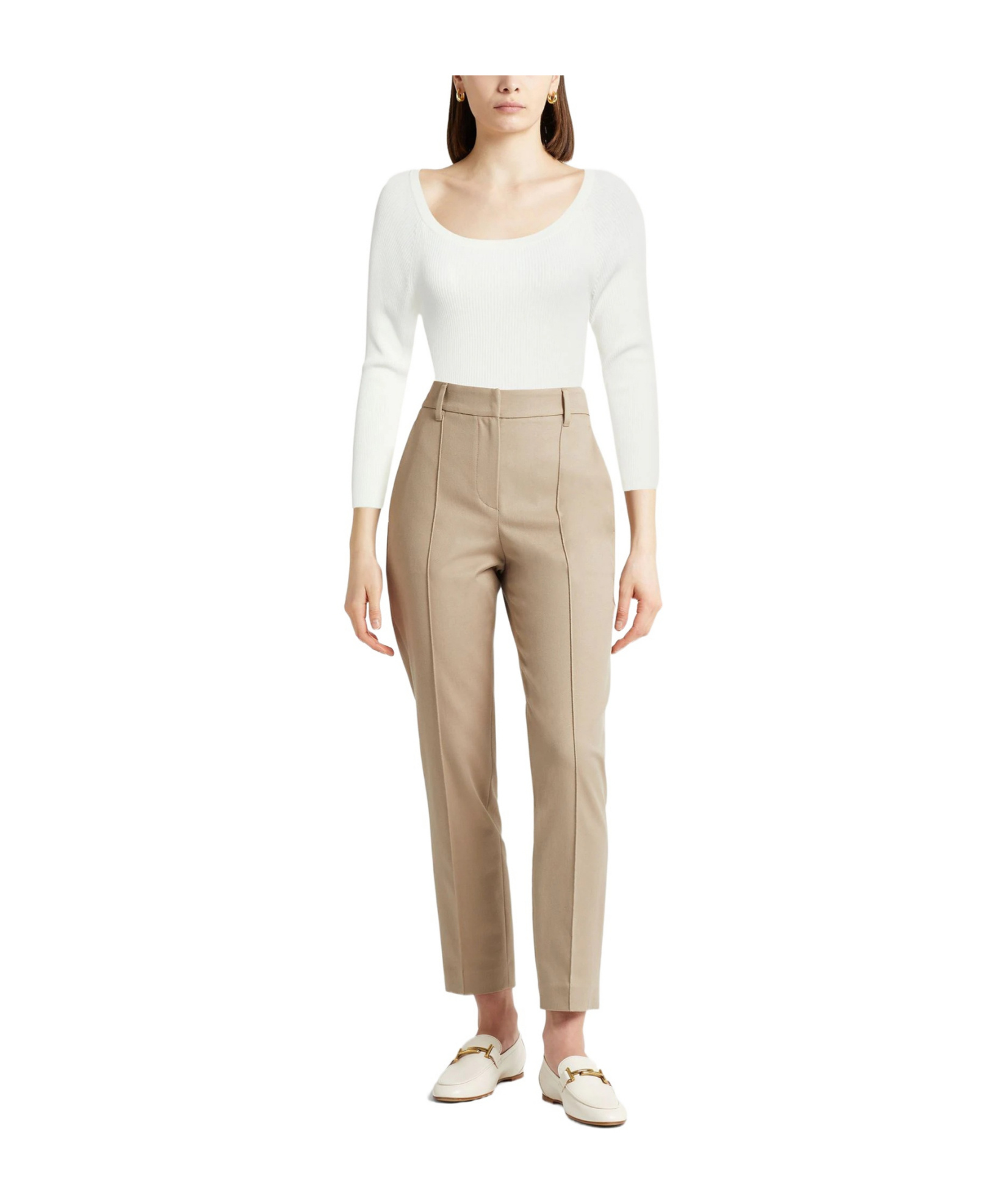 Max Mara Solid Color Lightweight Knit Sweater In White