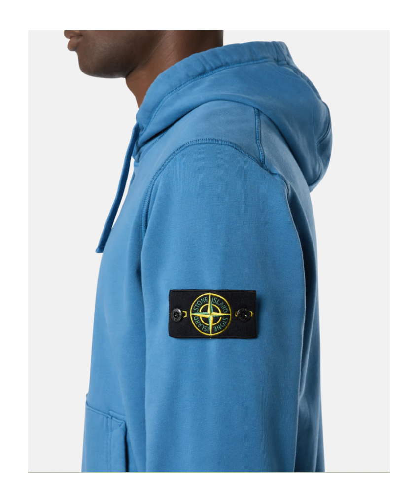 Stone Island Hooded Sweatshirt With Pockets In Blue