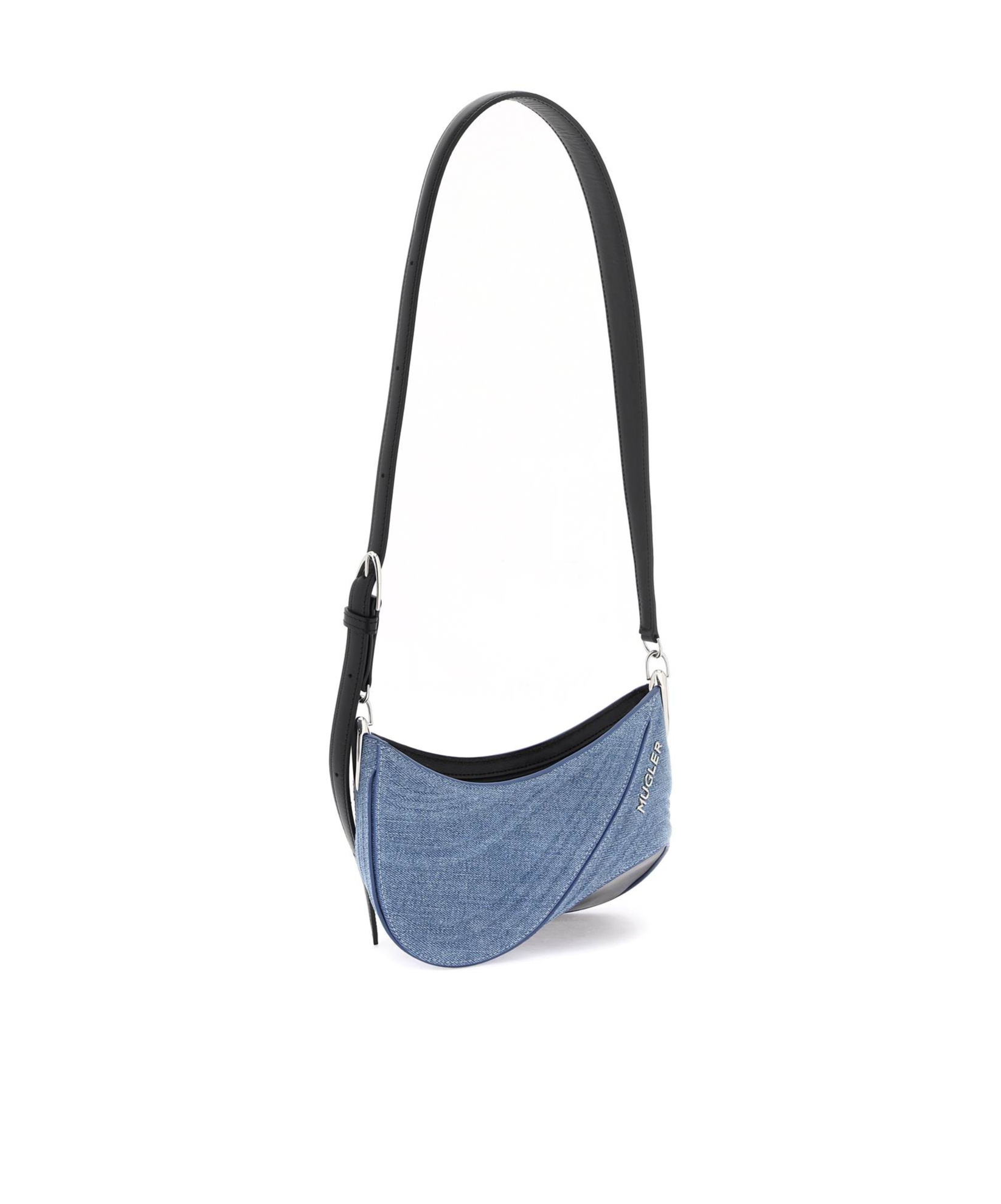 Mugler Women's Small Denim Spiral Curve 01 Shoulder Bag In Blue