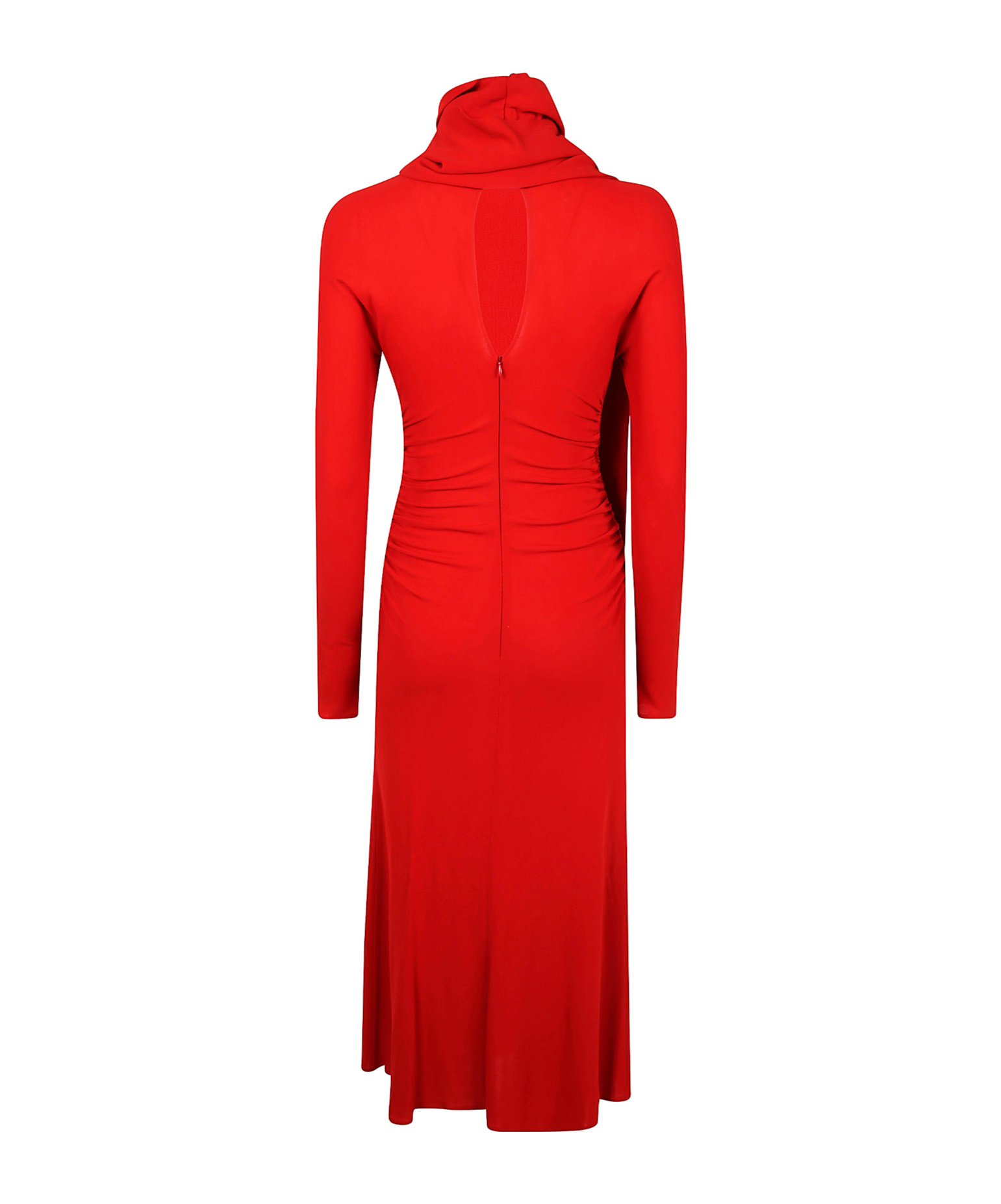 Blumarine High-neck Draped Midi Dress In Red