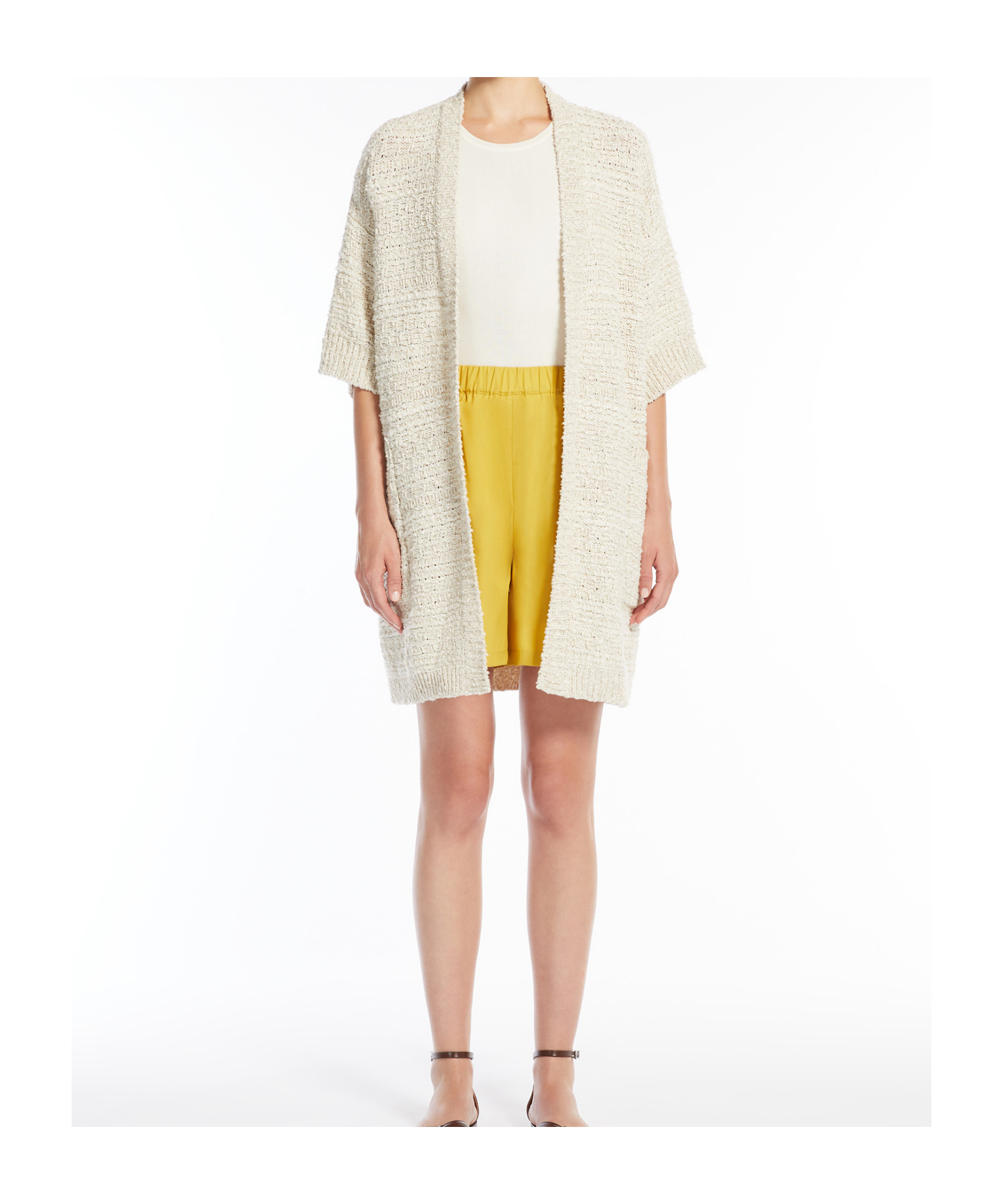 Max Mara Short-sleeved Cardigan In White