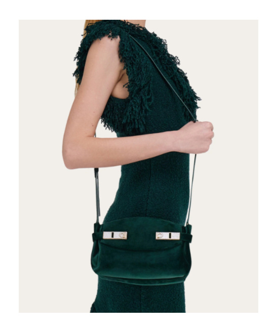 Ferragamo Hug Soft Crossbody Bag (xs) In Green