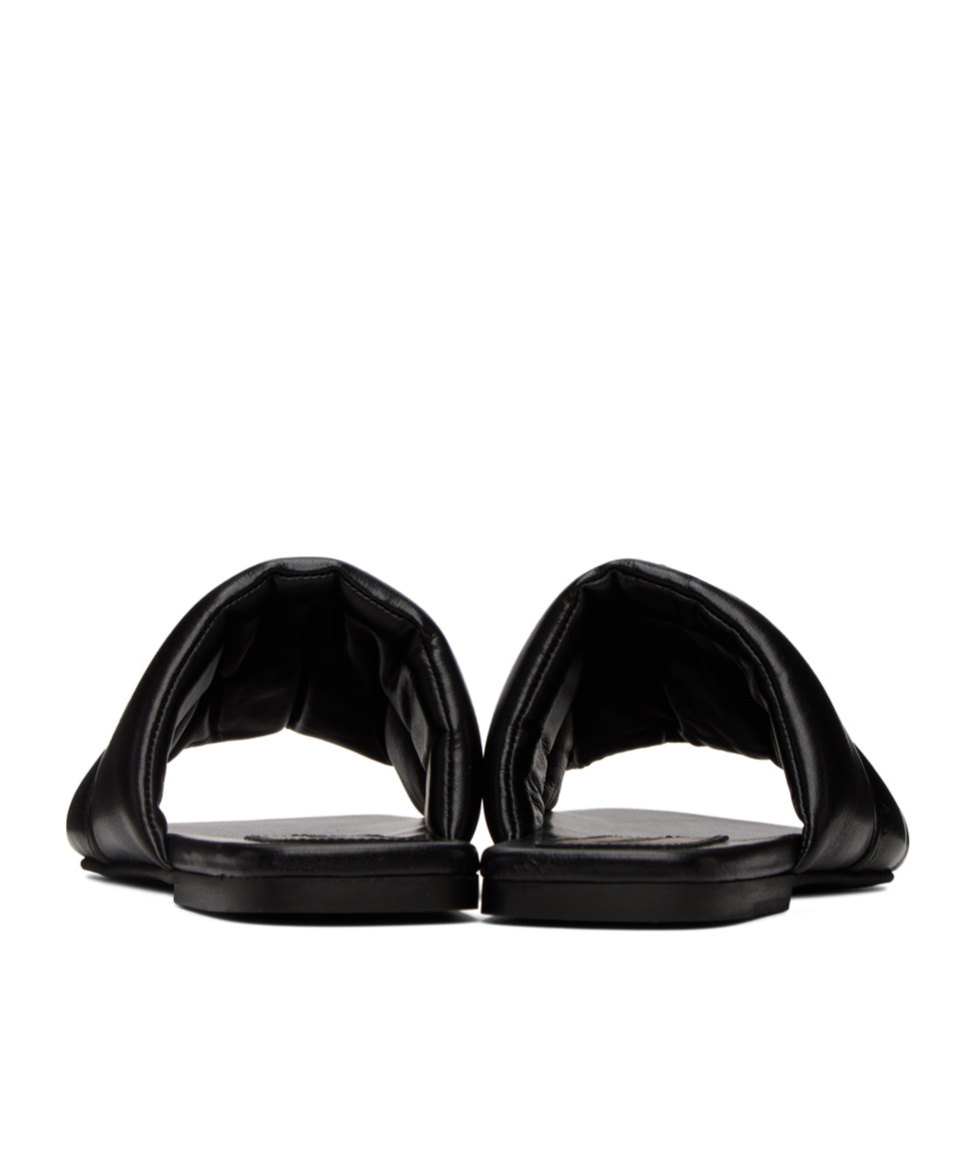 Jw Anderson J. W.anderson Solid Color Faux Leather Sandals With Golden Detail In Black