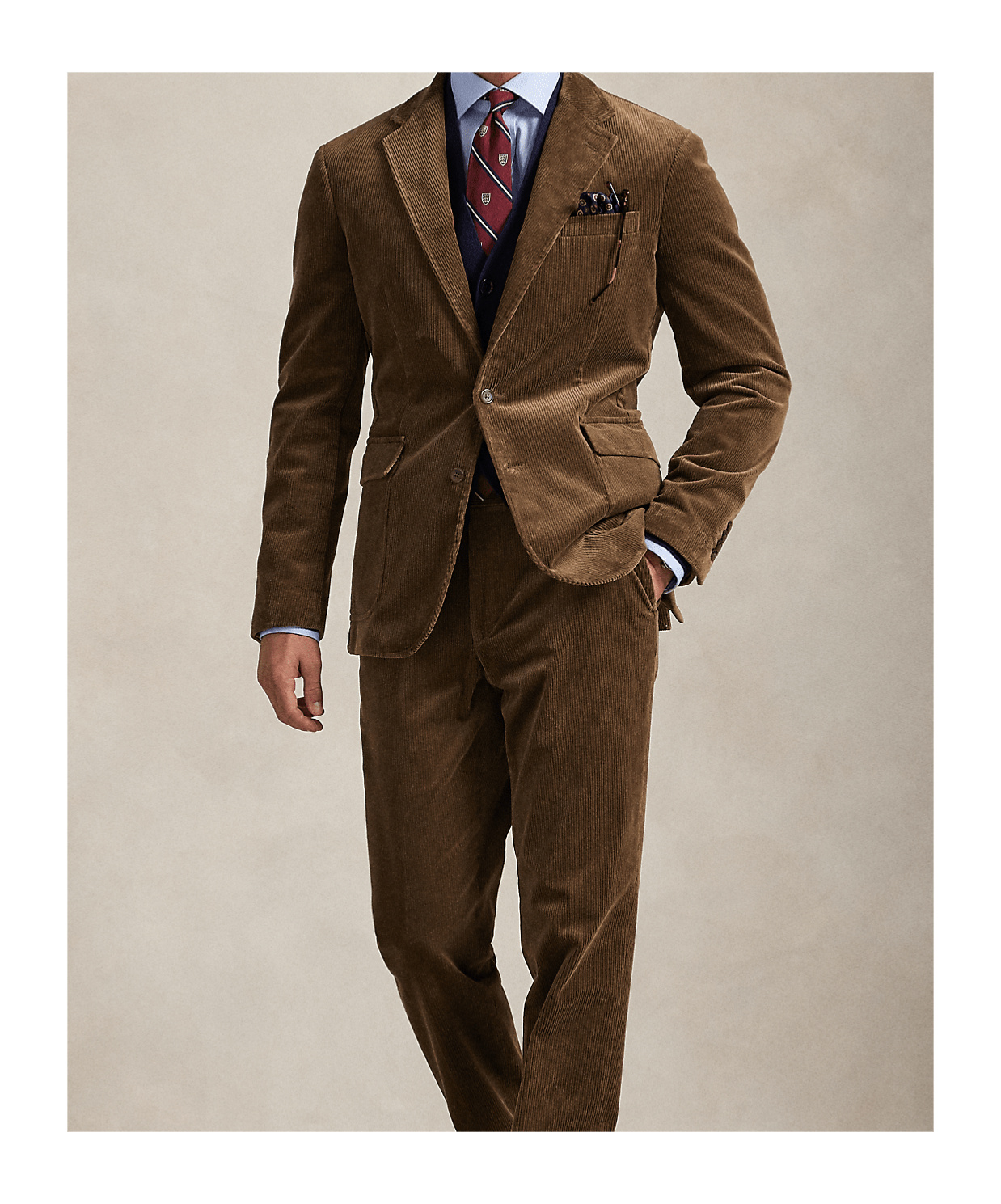 Polo Ralph Lauren Corduroy Single-breasted Blazer In Brown