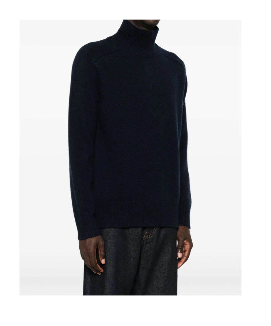 Soft Goat Roll-neck Cashmere Sweater In Blue
