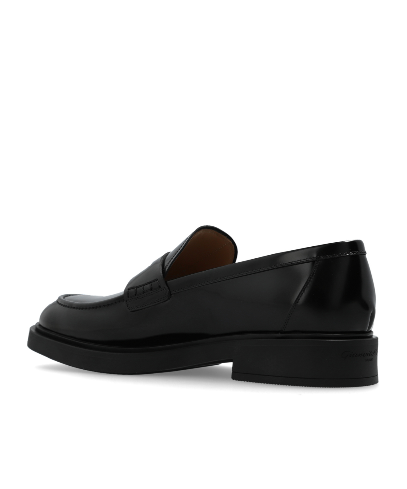 Gianvito Rossi Harris Polished-leather Penny Loafers In Black
