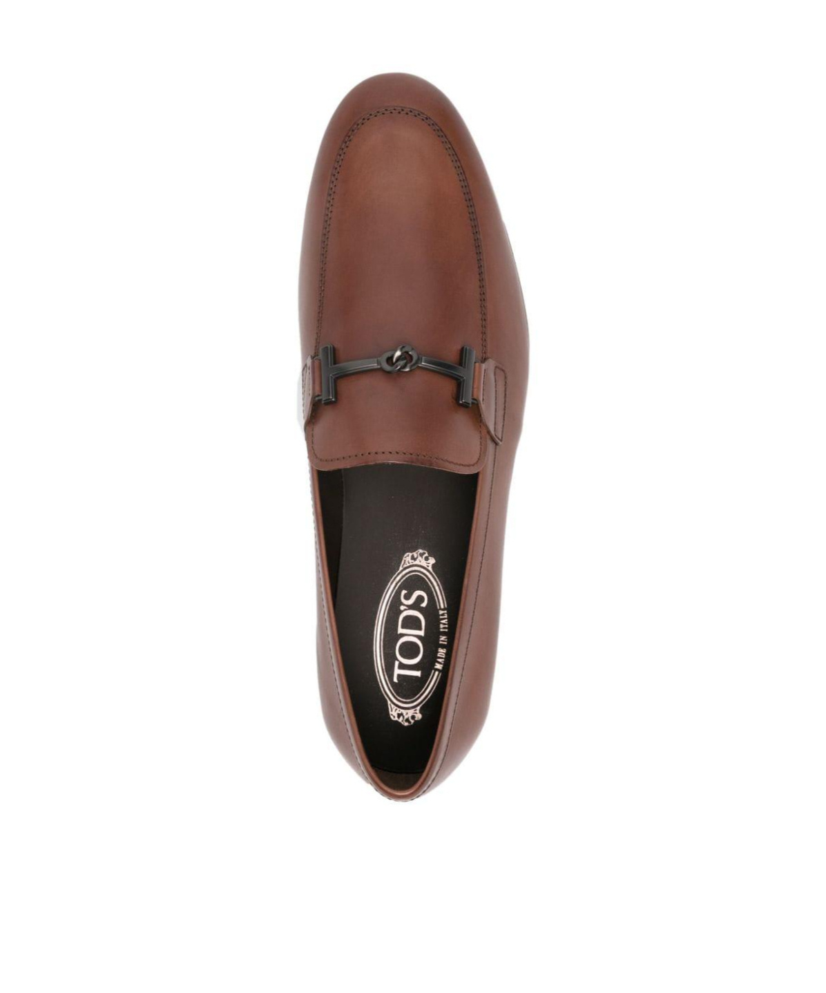 Tod's T Ring Leather Loafers In Brown