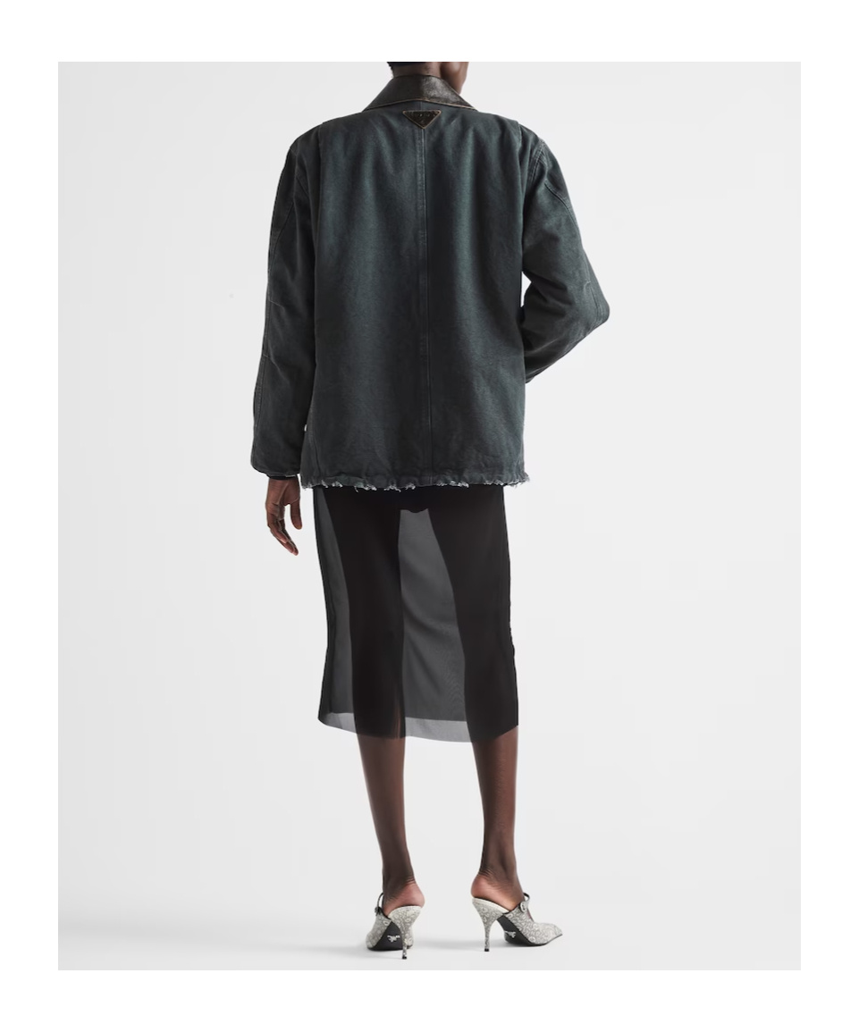 Prada Black Georgette Midi Skirt In Black