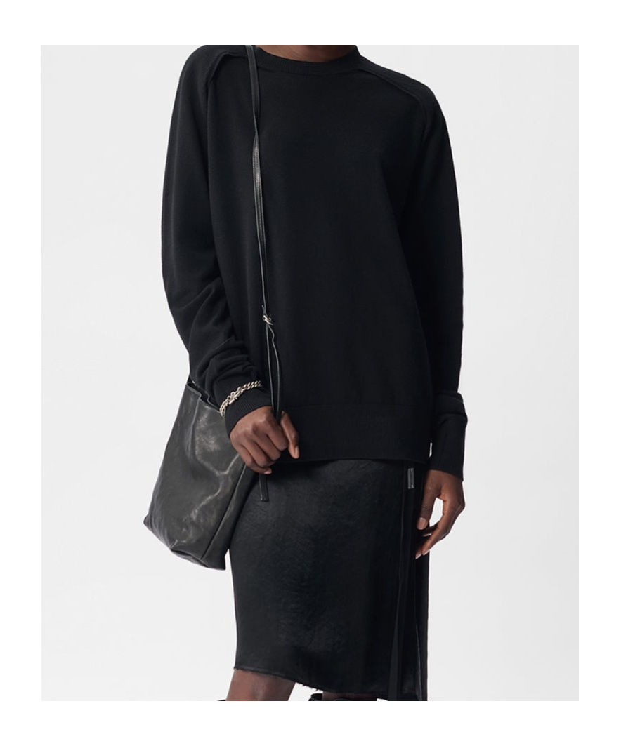 Ann Demeulemeester Round Neck Sweater In Black