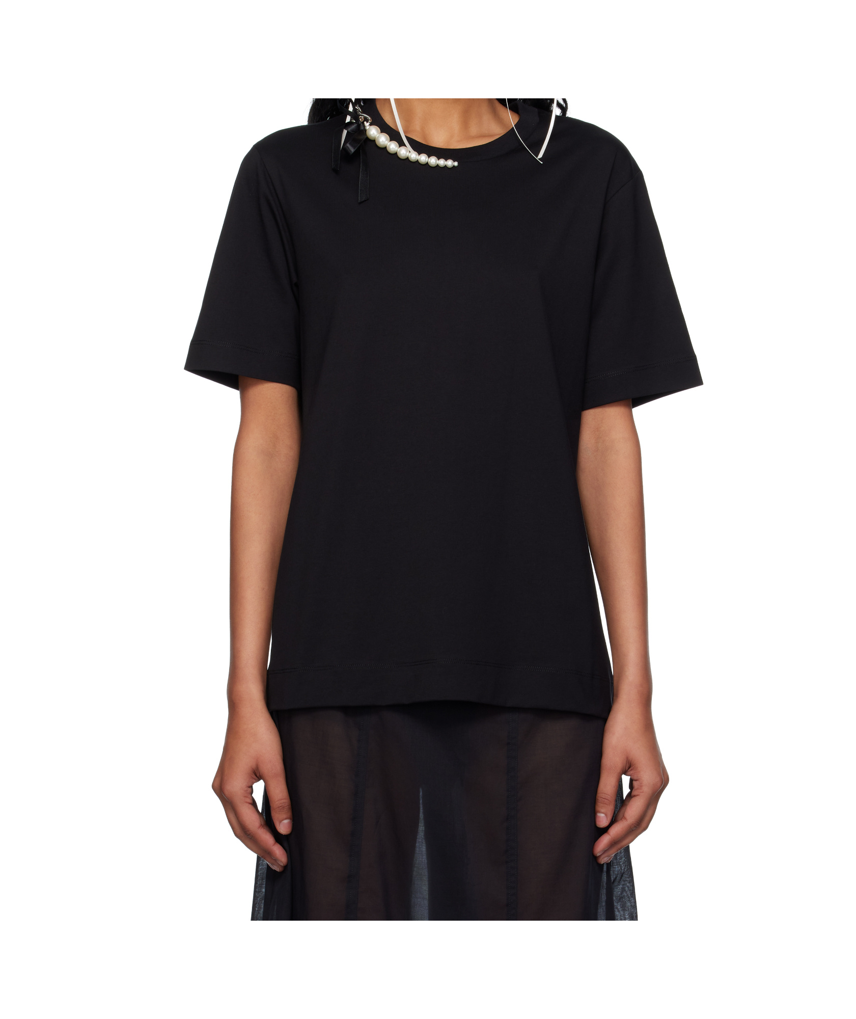 Simone Rocha Embellished Cotton Jersey T-shirt In Black