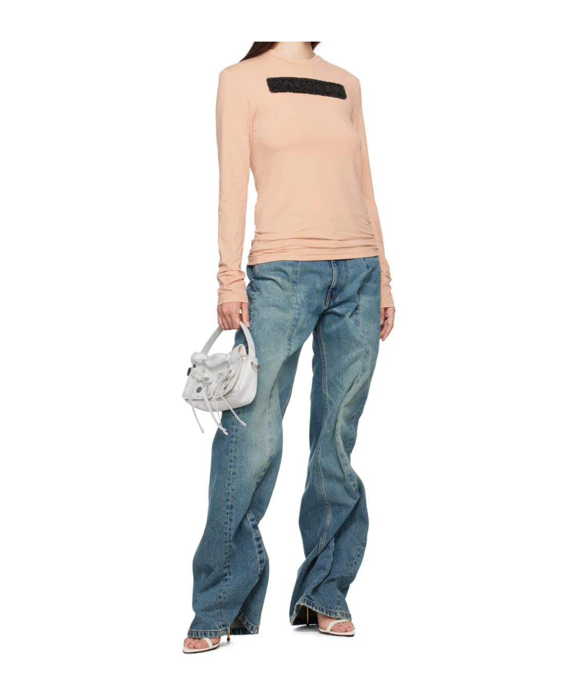 Y/project Beige Logo Patch Long Sleeve T-shirt In Nude