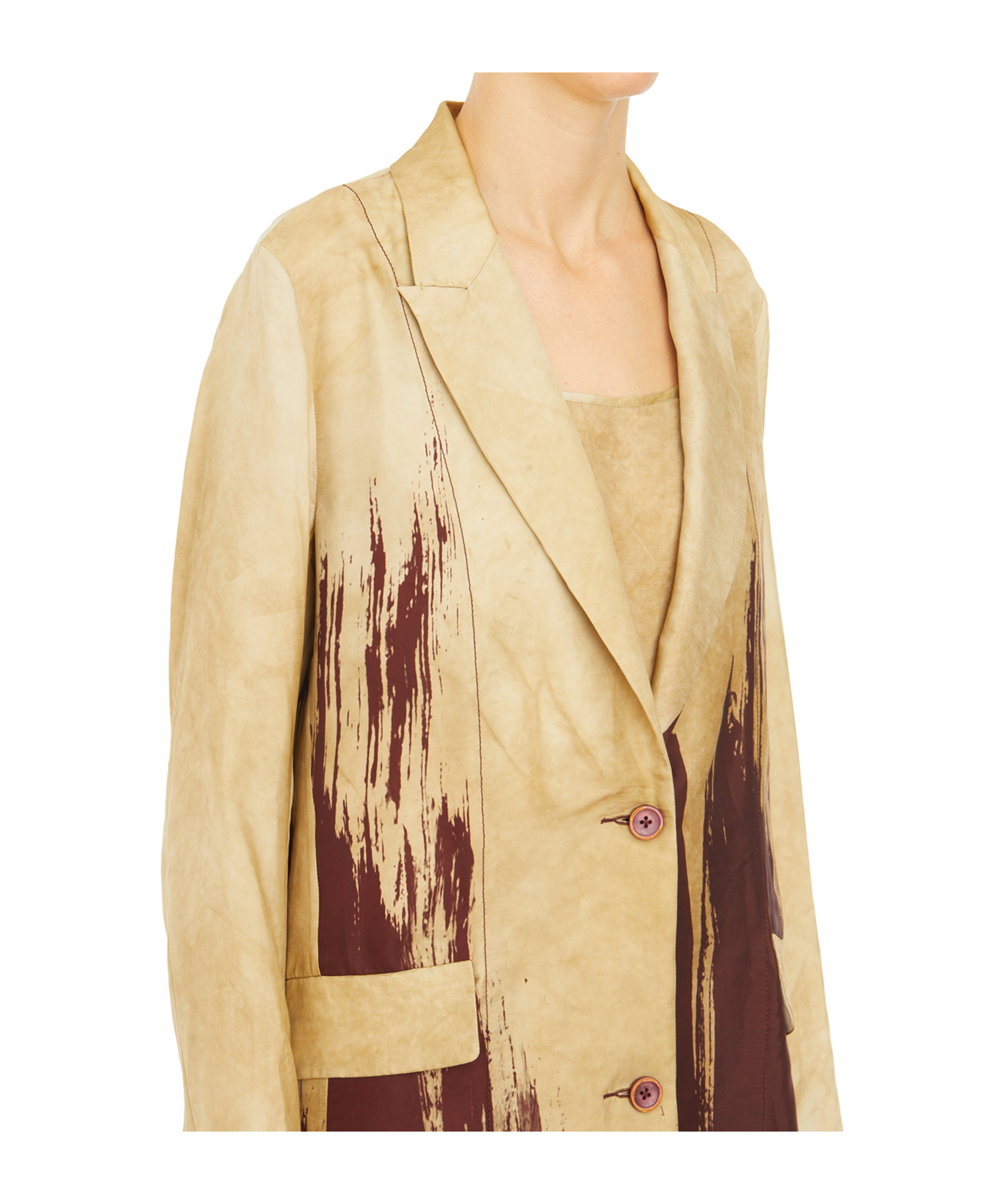 Uma Wang Long-sleeved Lapel Coat In Nude