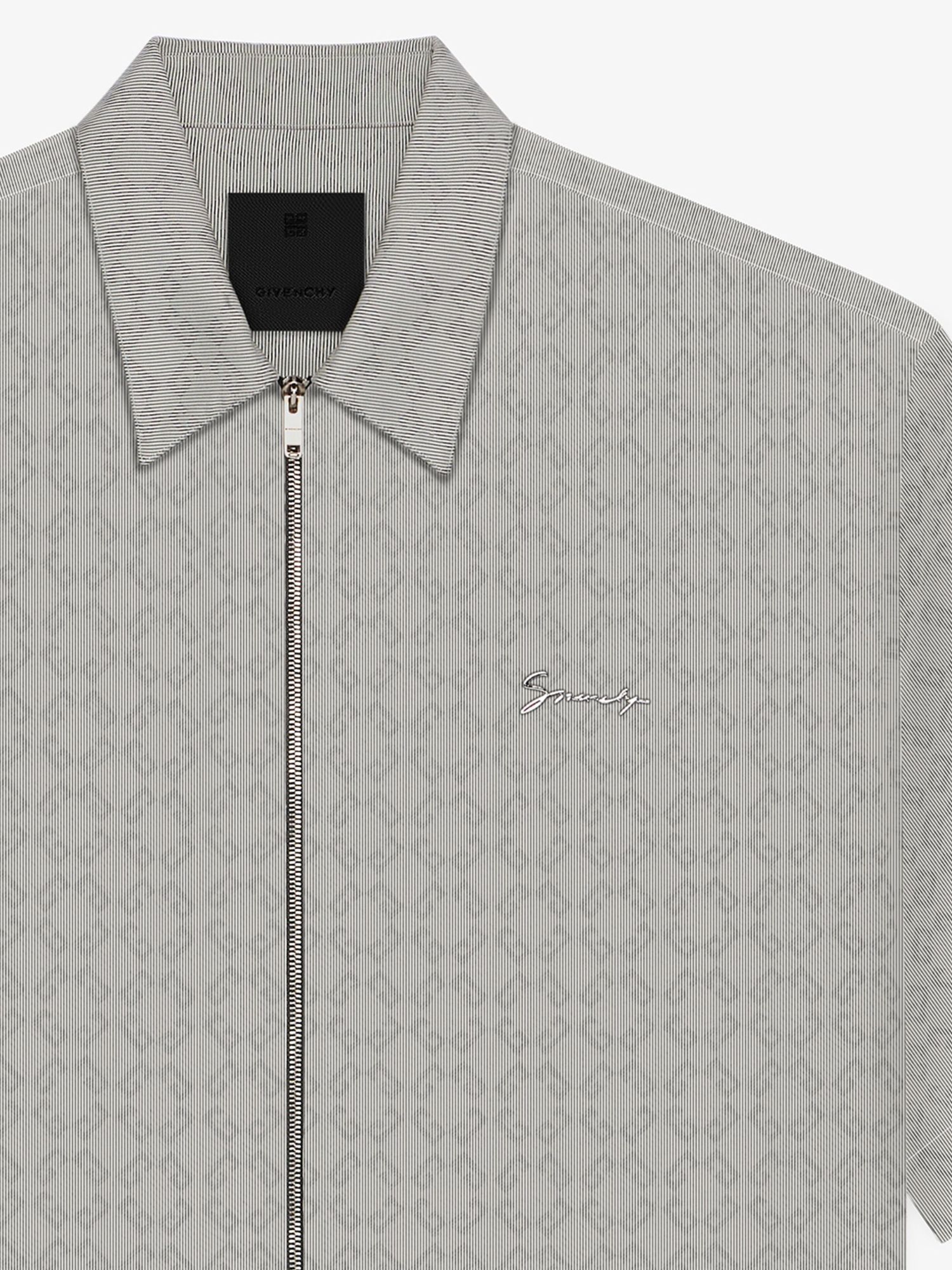 Givenchy Zipped Shirt In Monogram 72 Jacquard In Gray