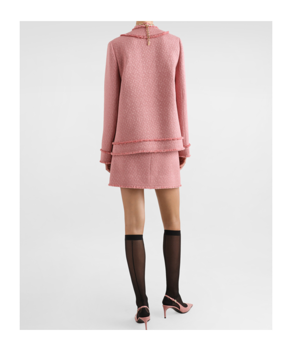 Dolce & Gabbana Rachel Tweed Single-breasted Collarless Jacket In Pink