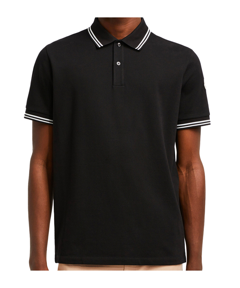Moncler Cotton Polo Shirt In Black