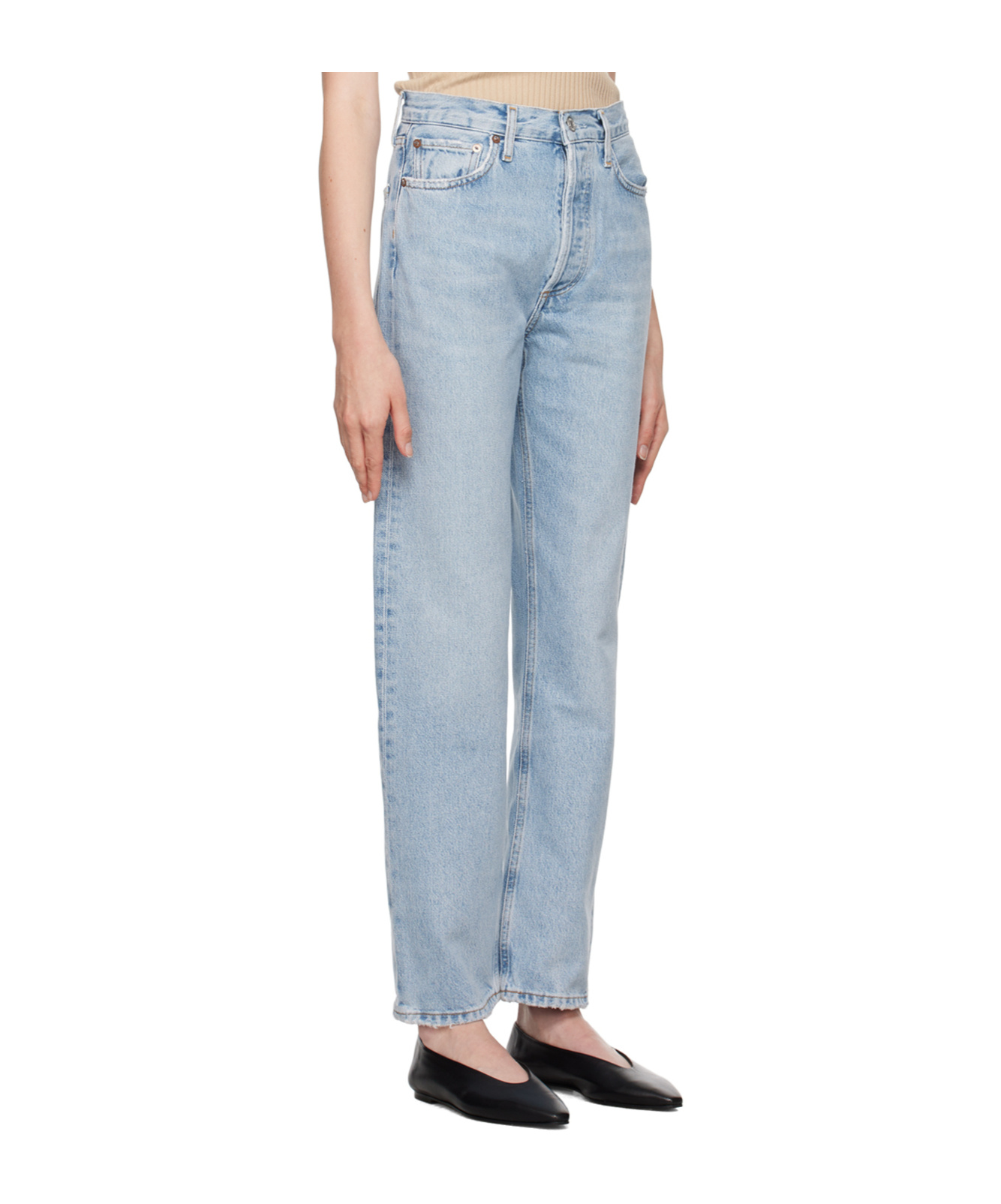 Agolde Riley Crop Denim In Curio In Blue