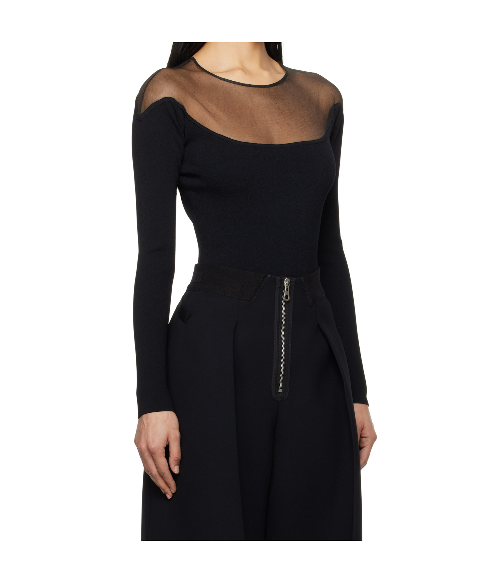 Mugler Long Sleeve Jumpsuit In Black