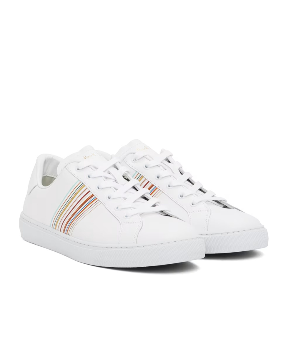 Paul Smith Hansen Sneakers With Multicolor Stripe Detail In White