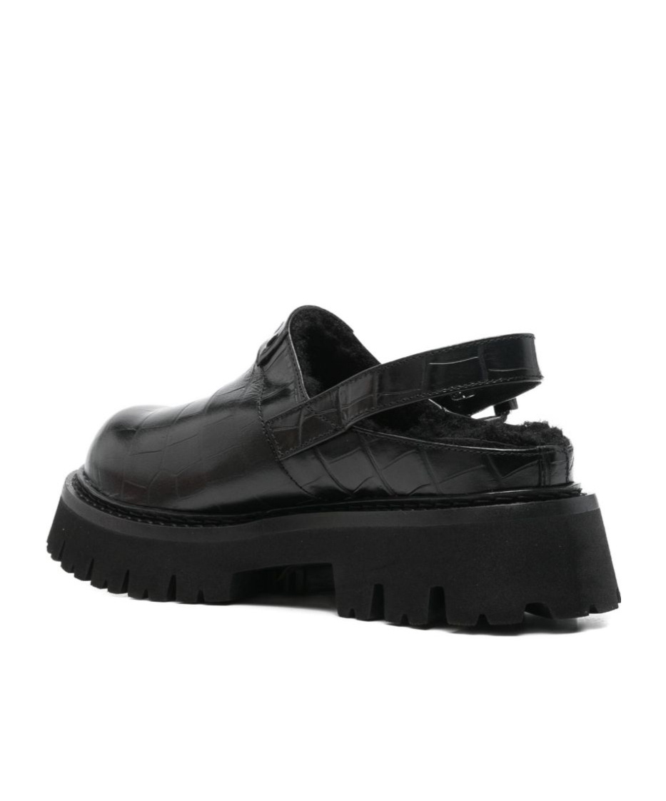 Moschino Chunky Platform Slingback Sandals Buckle Detail In Black