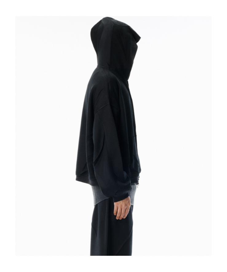Alexander Wang Black Creased Terry Hoodie In Black