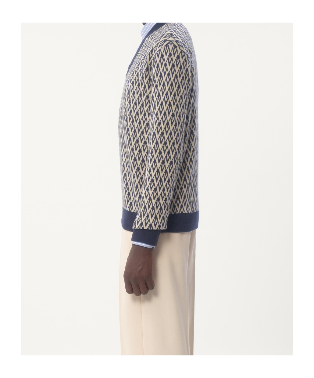 Valentino Wool Jumper With Toute La V Jacquard Pattern In Nude