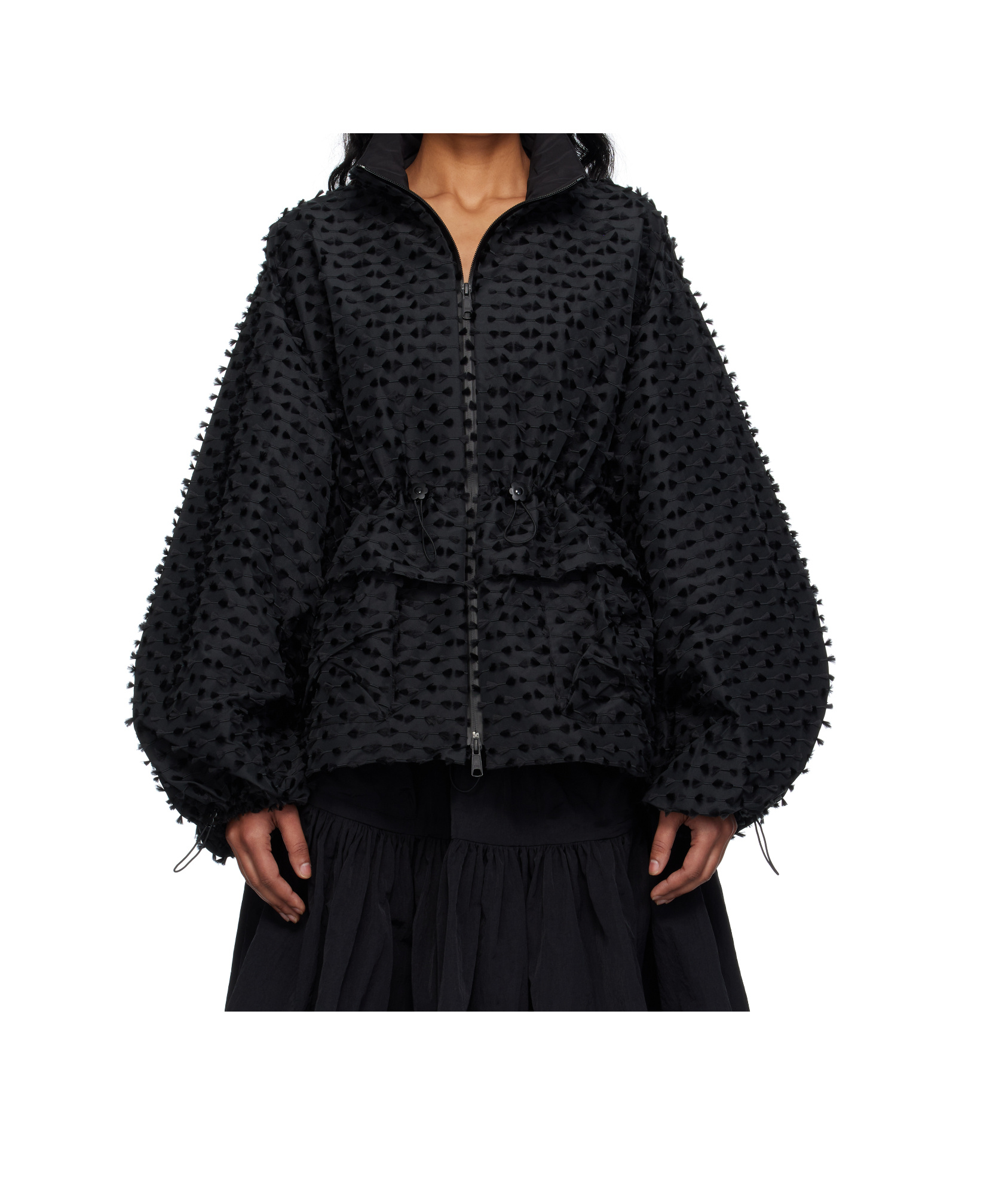 Cecilie Bahnsen Textured Balloon-sleeve Jacket In Black