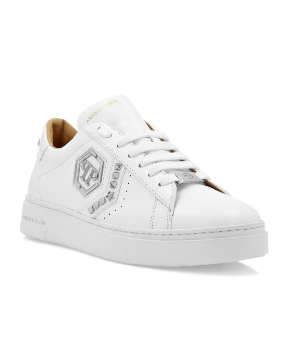 Philipp Plein Lo-top Leather Arrow Force Sneakers In White
