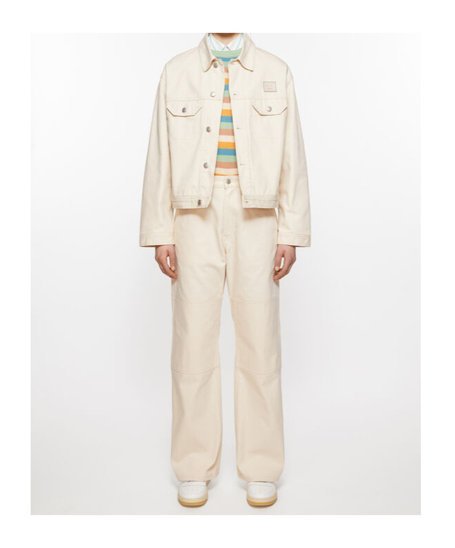 Acne Studios Patch Canvas Straight Trousers In White