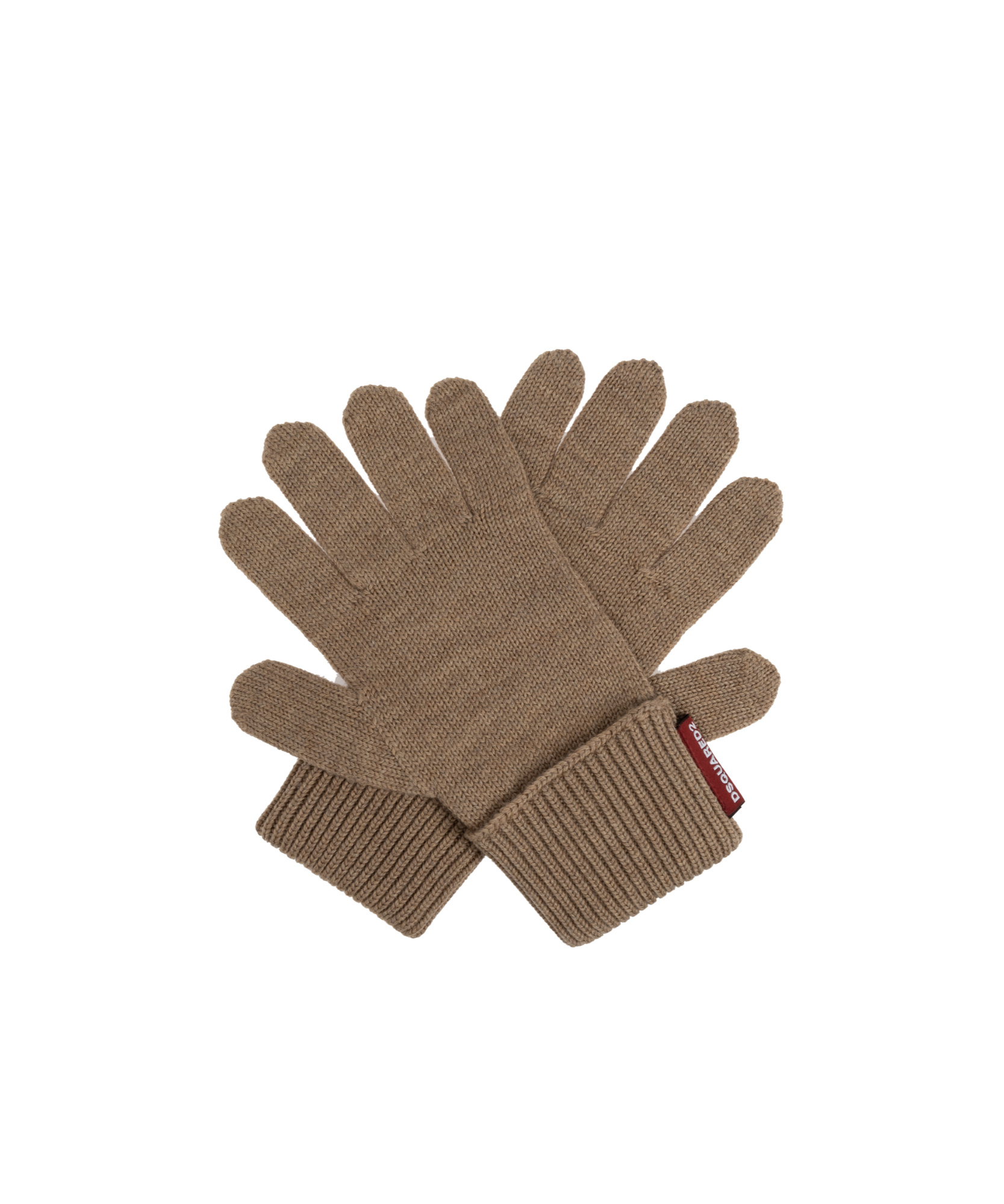 Dsquared2 Knitted Wool Beanie And Gloves Set In Brown