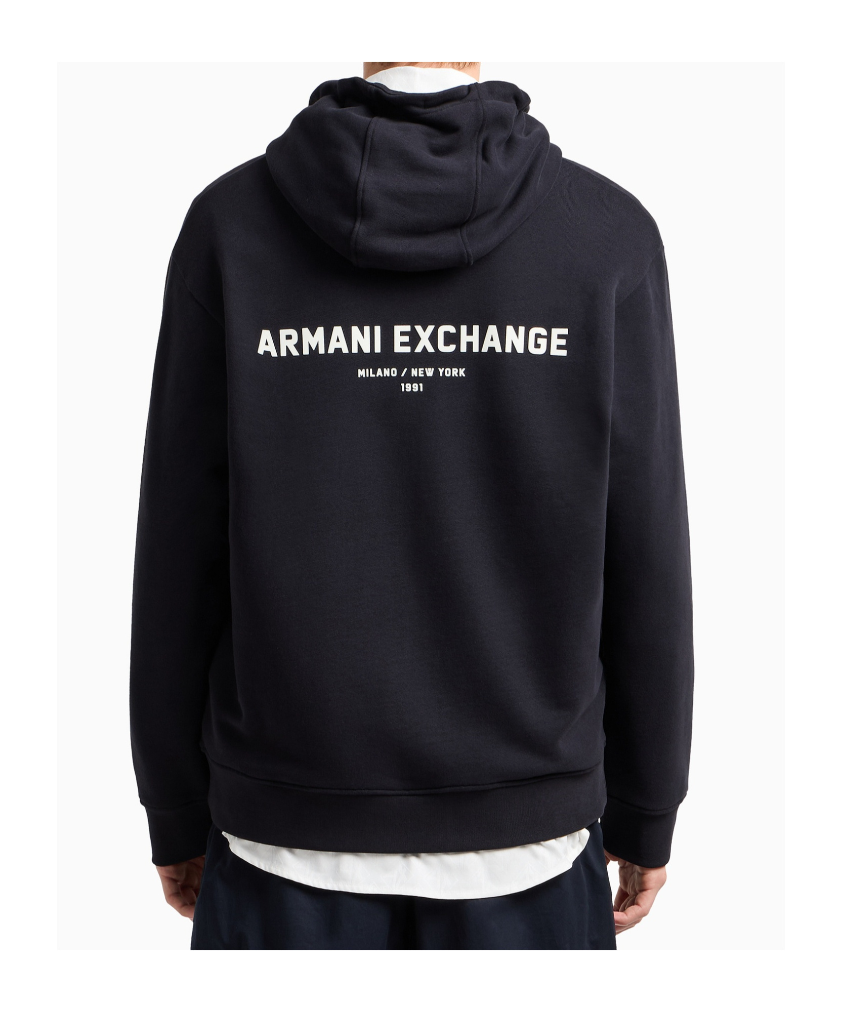 ARMANI EXCHANGE LOGO LETTERING PRINT HOODIE