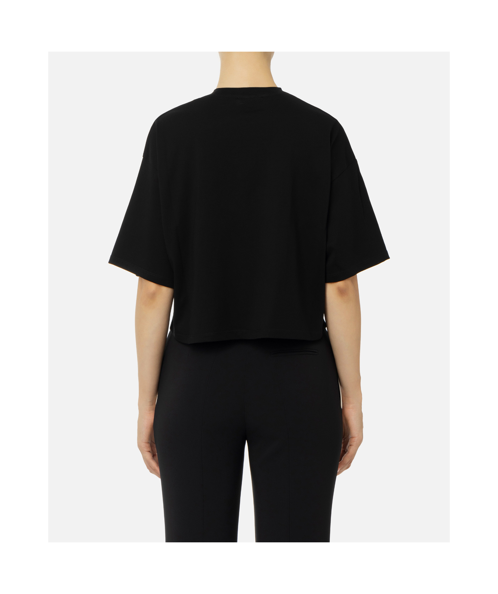 Elisabetta Franchi Logo-print Cropped T-shirt In Black