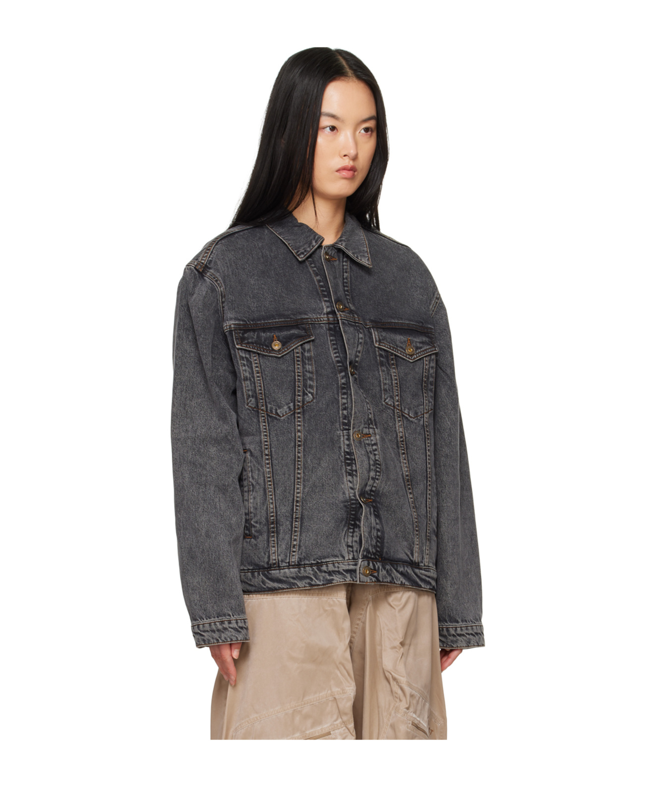 Y/PROJECT WIRE LAPEL DENIM COAT