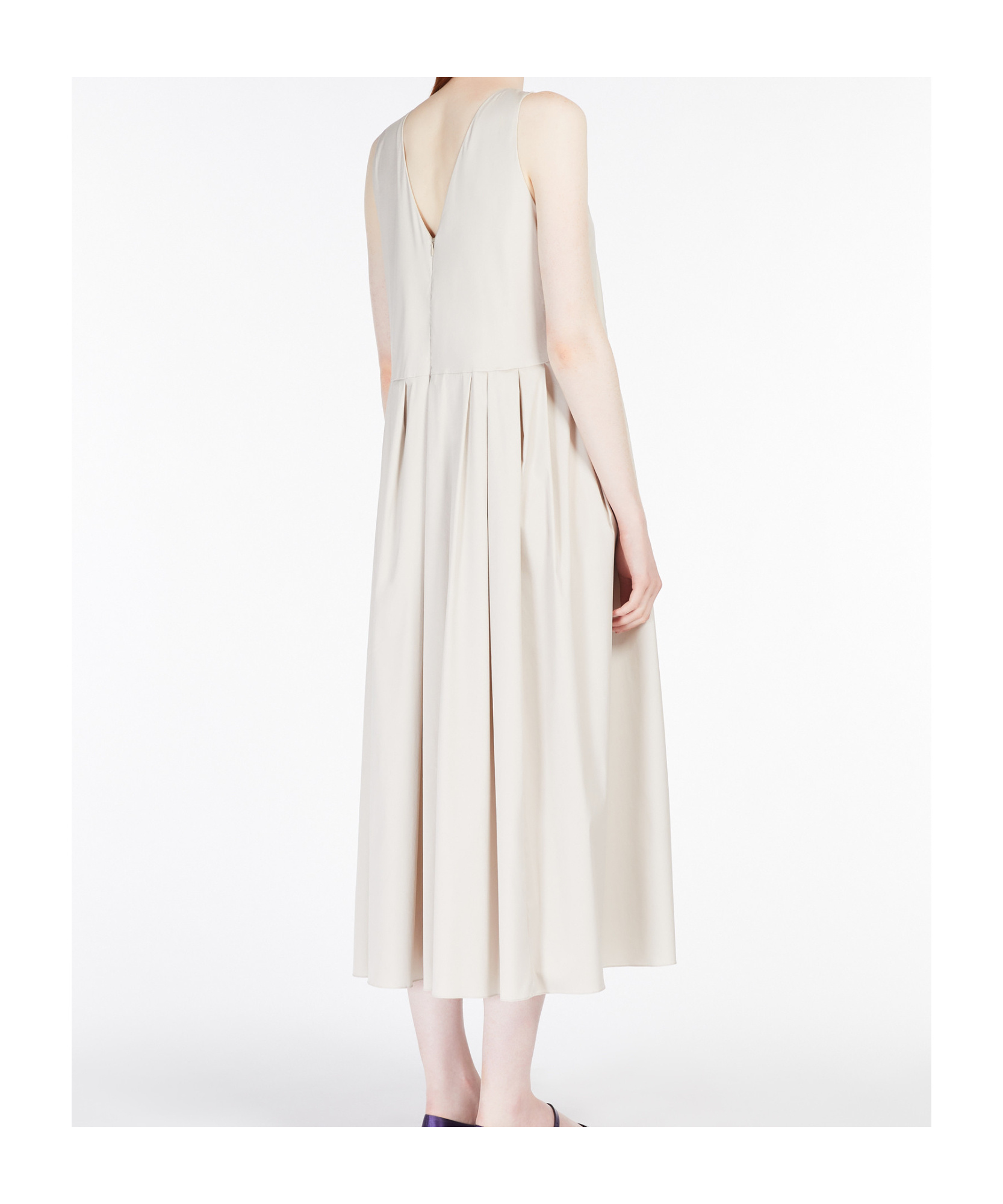 Max Mara Abito Smanicato In Popeline In White