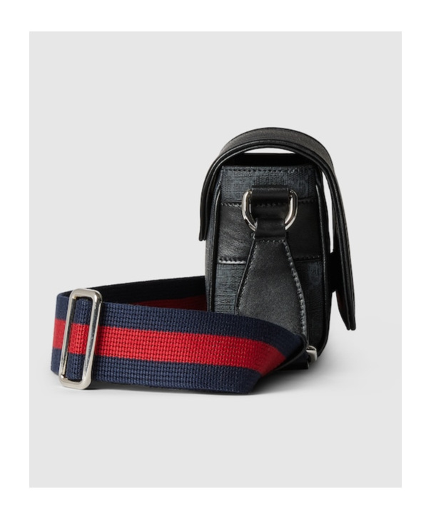 Gucci Gg Supreme Fabric And Leather Shoulder Bag In Black